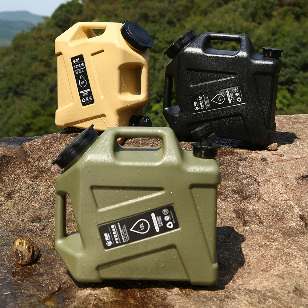 12L Camping Water Container Large Capacity Outdoor Water Bucket Portable Car Water Tank with Faucet for Camping Cooking