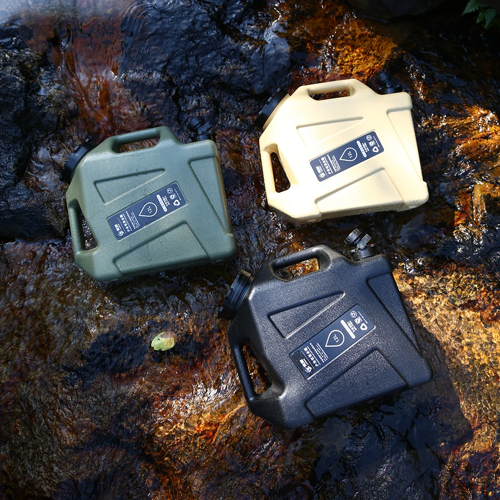 12L Camping Water Container Large Capacity Outdoor Water Bucket Portable Car Water Tank with Faucet for Camping Cooking