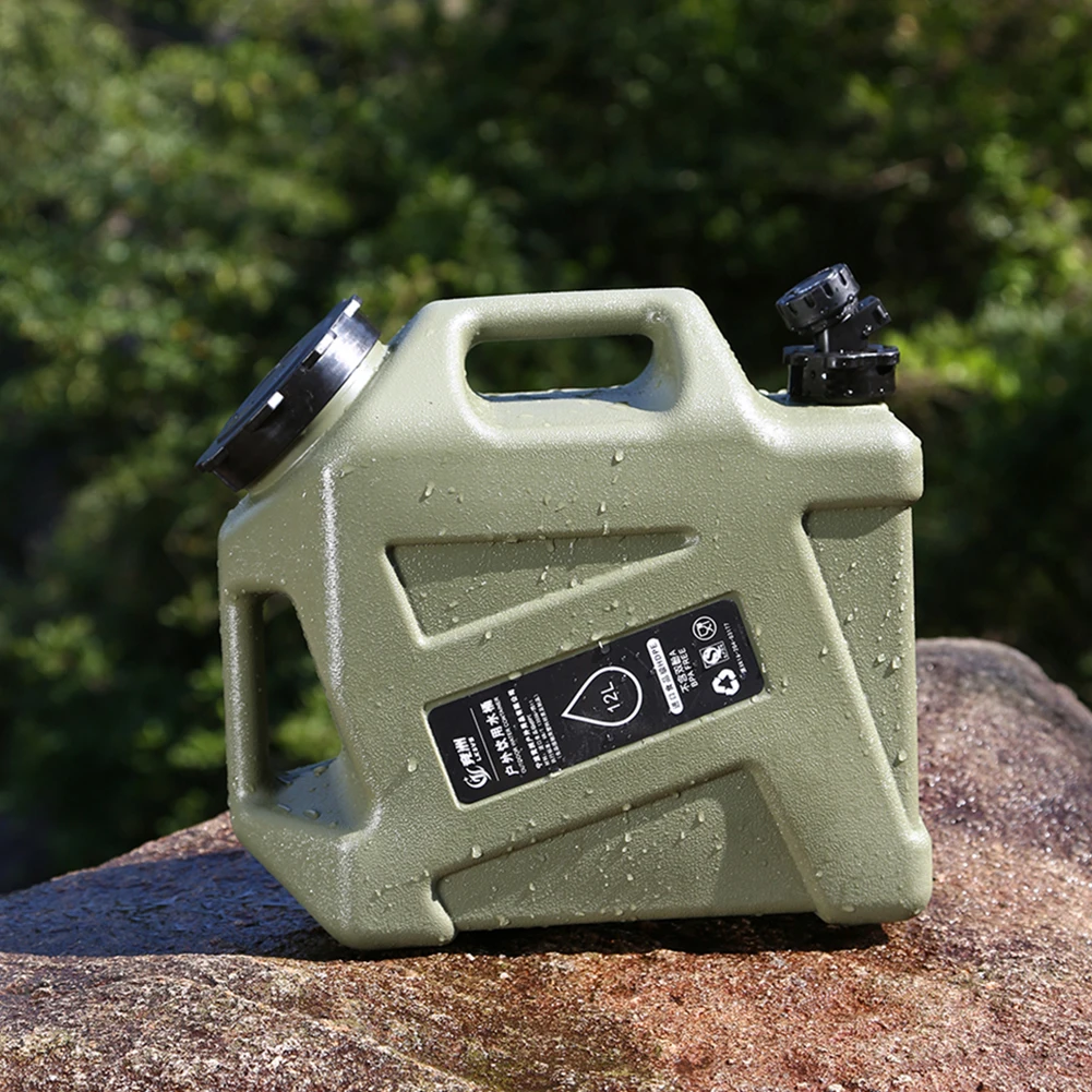 12L Camping Water Container Large Capacity Outdoor Water Bucket Portable Car Water Tank with Faucet for Camping Cooking