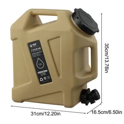12L Camping Water Container Large Capacity Outdoor Water Bucket Portable Car Water Tank with Faucet for Camping Cooking