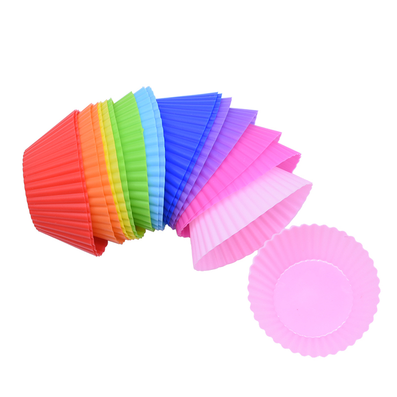 12pcs Silicone Cake Mold Round Muffin Cupcake Baking Molds Reusable DIY Cake Decorating Tools Wedding Birthday Party