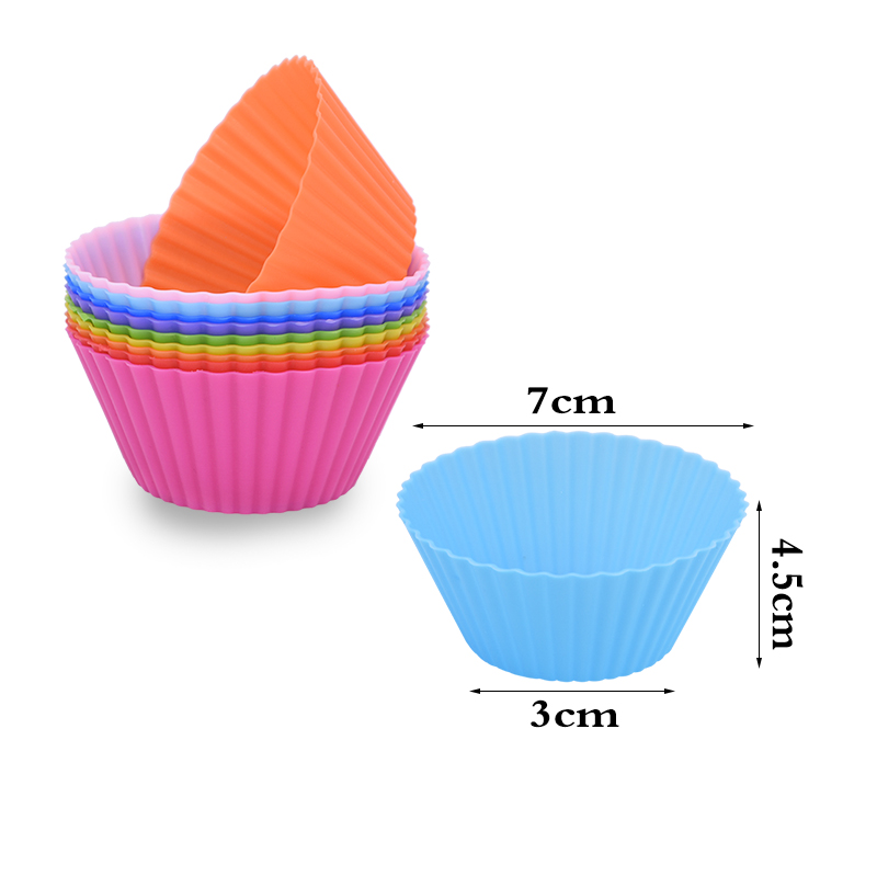 12pcs Silicone Cake Mold Round Muffin Cupcake Baking Molds Reusable DIY Cake Decorating Tools Wedding Birthday Party