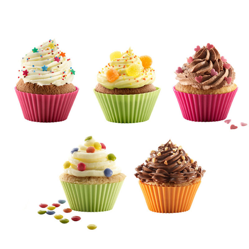 12pcs Silicone Cake Mold Round Muffin Cupcake Baking Molds Reusable DIY Cake Decorating Tools Wedding Birthday Party