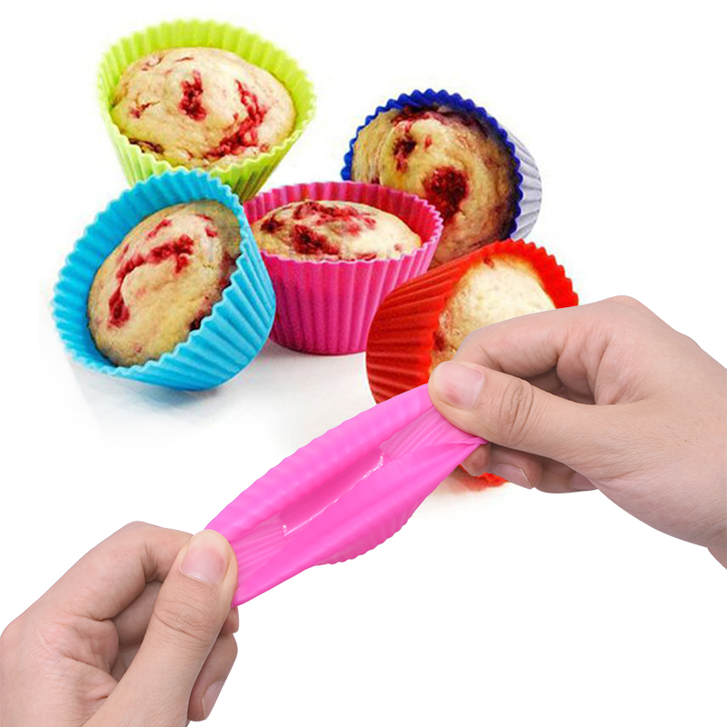 12pcs Silicone Cake Mold Round Muffin Cupcake Baking Molds Reusable DIY Cake Decorating Tools Wedding Birthday Party