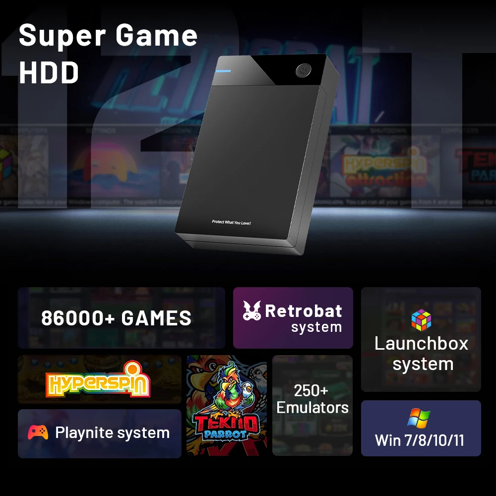 12T Gaming HDD with Hyperspin Launchbox Retrobat Playnite Super Console with 86000+ Retro Vidoe Game For