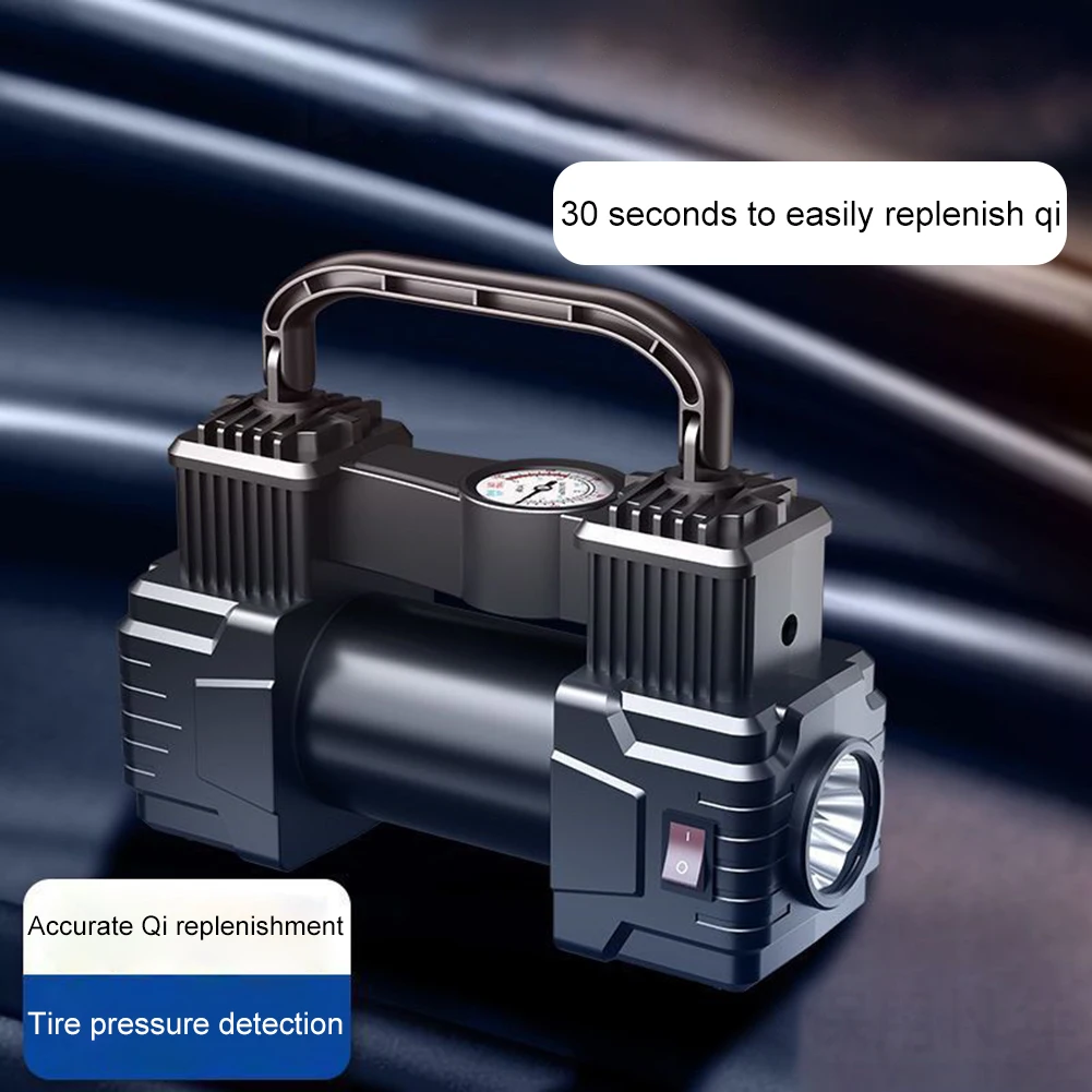 12V 150PSI Mini Air Compressor Dual Cylinder Heavy Duty Tire Inflator with LED Light Car Electric Air Pump Auto