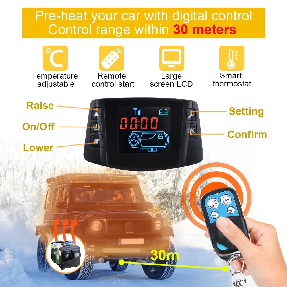 12V 24V 8000W Car Heater Air Diesel Heater Aluminum Shell Air Parking Heater Warmer Wireless LCD Remote Control Engine