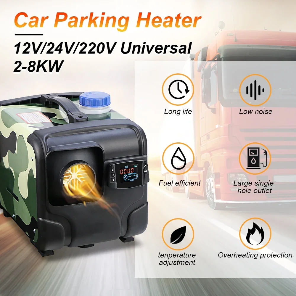 12V 24V 8000W Car Heater Air Diesel Heater Aluminum Shell Air Parking Heater Warmer Wireless LCD Remote Control Engine