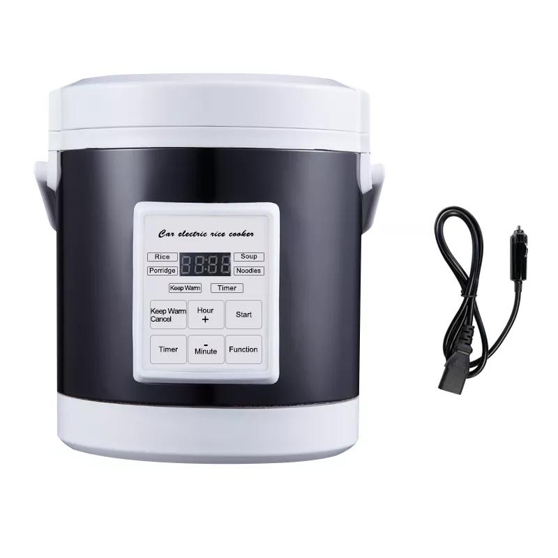 12V 24V Mini Rice Cooker 1.6L with Car Plug Adapter 120W~180W with Non-Stick Coating Trucks Electric Soup Porridge