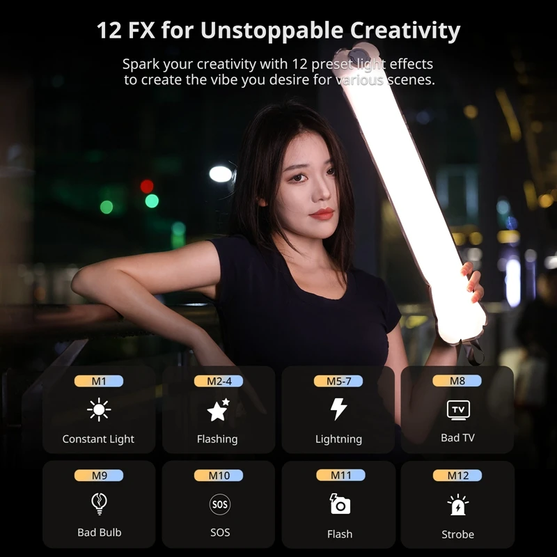 12W Portable Air Tube Light Bi-Color for Portrait Photograph Livestreaming 2700K-6500K CCT TPU Tube Light Stick