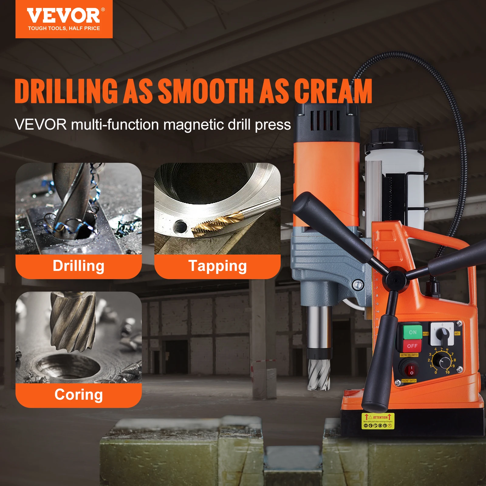 1300W or 1400W 2″ Electric Drilling Machine Magnetic Drill Press Boring Diameter Power Drill 1-Second Release Drill