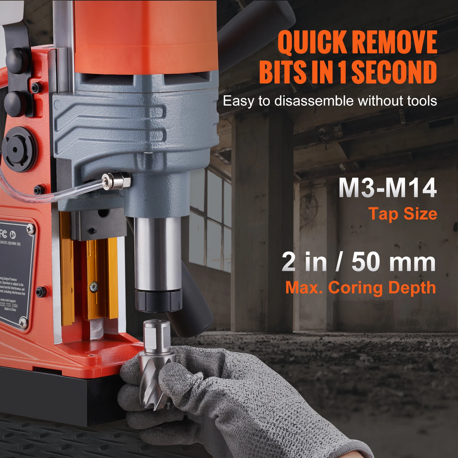 1300W or 1400W 2″ Electric Drilling Machine Magnetic Drill Press Boring Diameter Power Drill 1-Second Release Drill