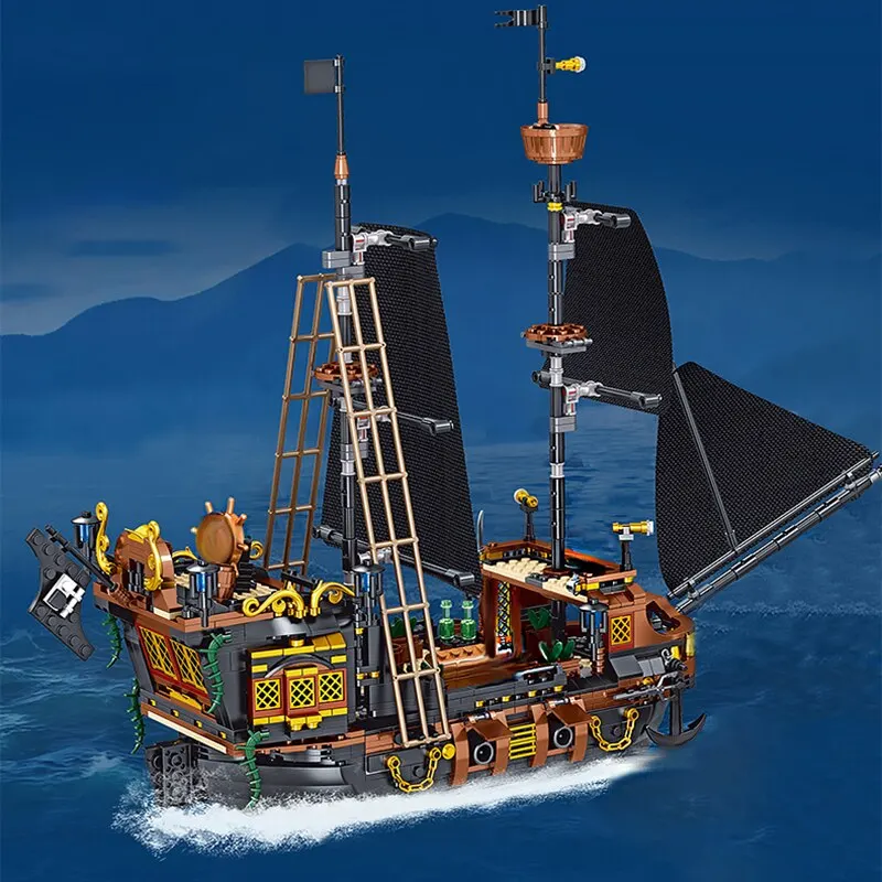 1,328pcs Pirate Ship Building Blocks Sailing Storm Ship MOC Model Bricks Kits Creative Desktop Decoration Children's