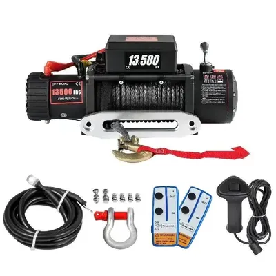 13500LBS Electric Truck Winch12v Electric Winch ATV Synthetic Rope with Remote Control for 4X4 Car Trailer ATV Truck