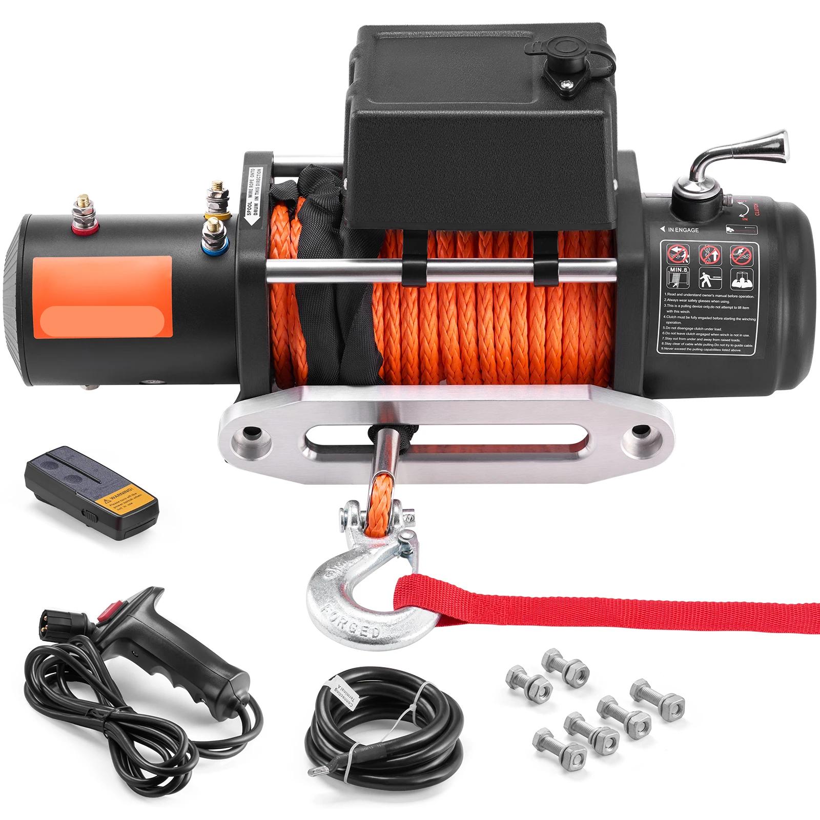 13500lbs Electric Winch Car Truck Winch with 80ft Synthetic Rope Wireless and Wired Remote Control for Towing Off-Road 13500lbs Electric Winch Car Truck Winch with 80ft Synthetic Rope Wireless and Wired Remote Control for Towing Off-Road
