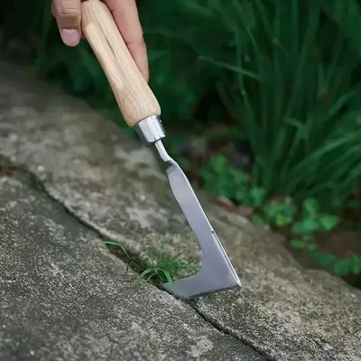 13.5inch L-shaped Stainless Steel Gap Weeding Tool Garden Hand Tool, For Clearing Weeds On Yard, Patio, Driveway