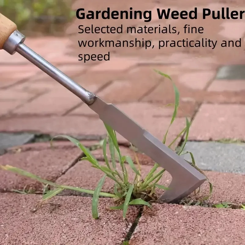 13.5inch L-shaped Stainless Steel Gap Weeding Tool Garden Hand Tool, For Clearing Weeds On Yard, Patio, Driveway
