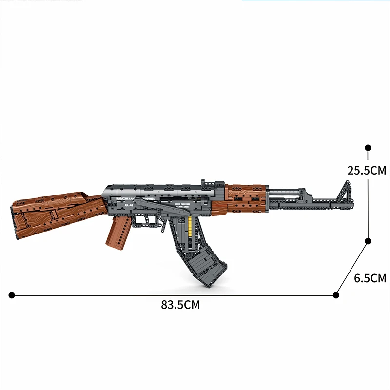 1366pcs AK47 Assault Rifle Model Building Blocks Military Army Weapon Shootable Imitation Gun Bricks Children's