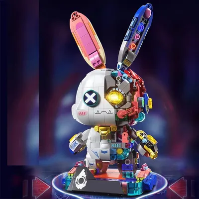 1377PCS Chinese Building Blocks Rabbit Breaks The Future Mechanical Rabbit Creative Assembled Rabbit Puzzle Toy Gifts