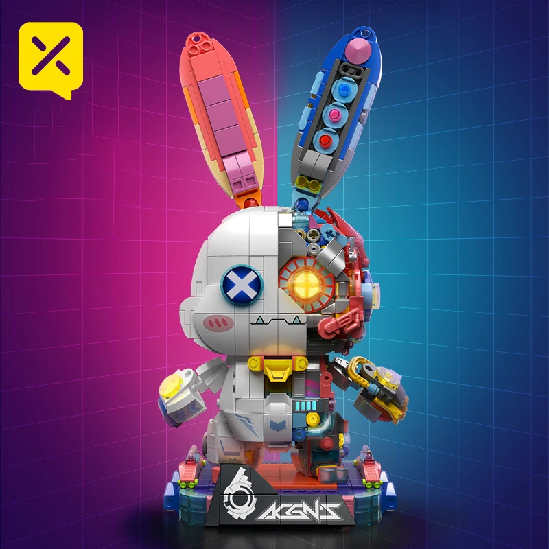 1377PCS Chinese Building Blocks Rabbit Breaks The Future Mechanical Rabbit Creative Assembled Rabbit Puzzle Toy Gifts