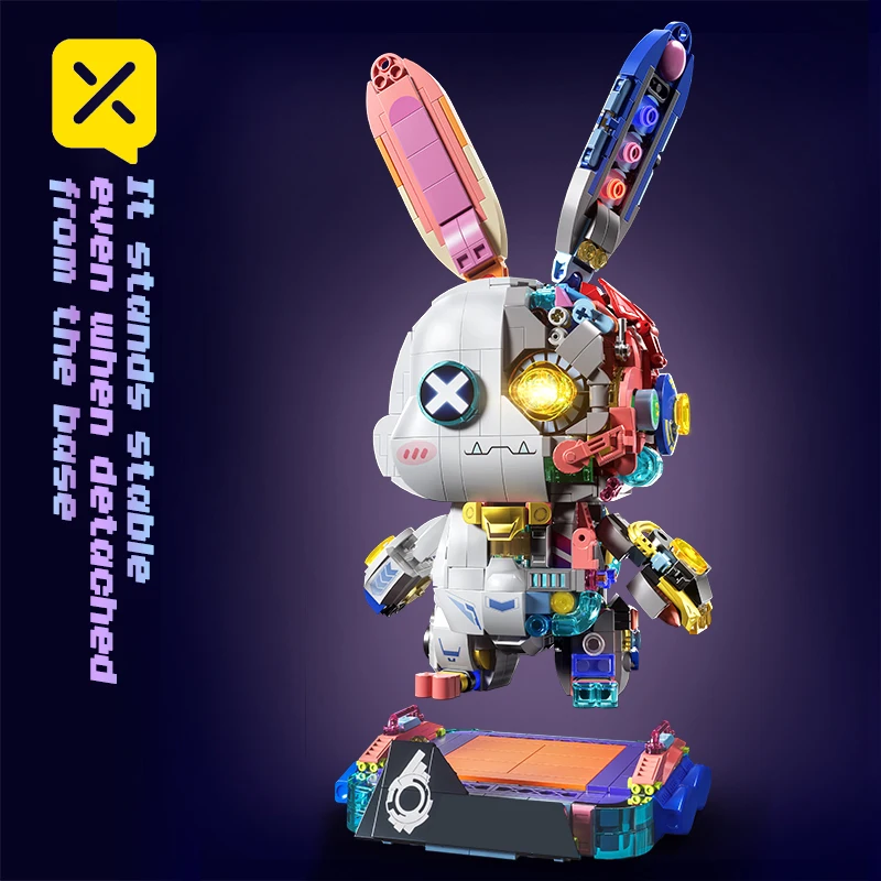 1377PCS Chinese Building Blocks Rabbit Breaks The Future Mechanical Rabbit Creative Assembled Rabbit Puzzle Toy Gifts