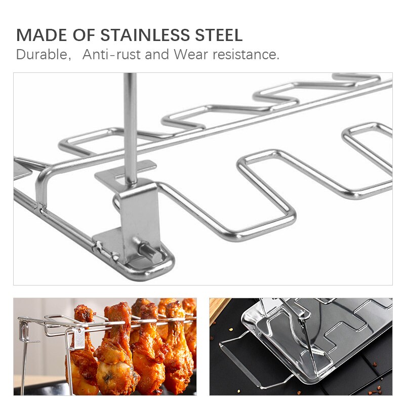 14 Slots Stainless Steel Chicken Leg Grill Rack