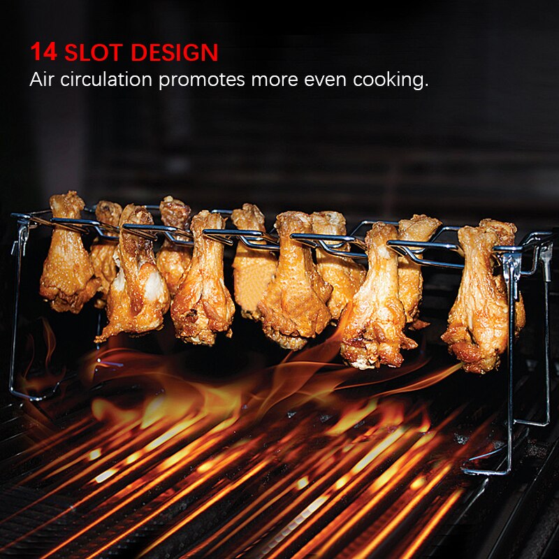14 Slots Stainless Steel Chicken Leg Grill Rack
