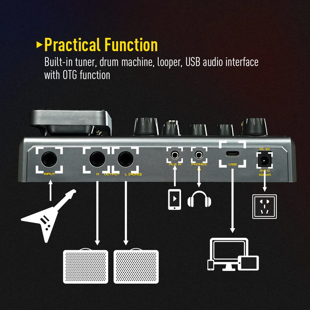 140 Built-in Guitar/Bass/Acoustic Multi Effects Processor with Expression pedal Looper Modeling AMP QME-50 140 Built-in Guitar/Bass/Acoustic Multi Effects Processor with Expression pedal Looper Modeling AMP QME-50