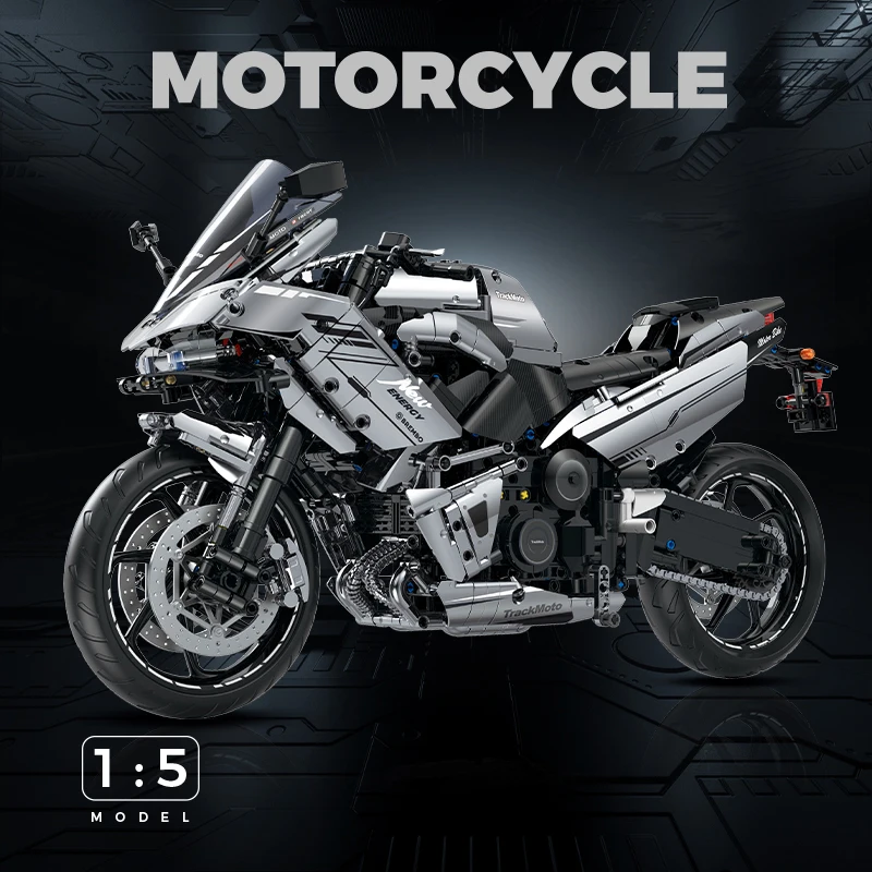 1:5 Building Blocks Motorbike Road Racing Vehicle MOC Bricks Toys Christmas Gifts for Kids Boys Children Adult 2156pcs