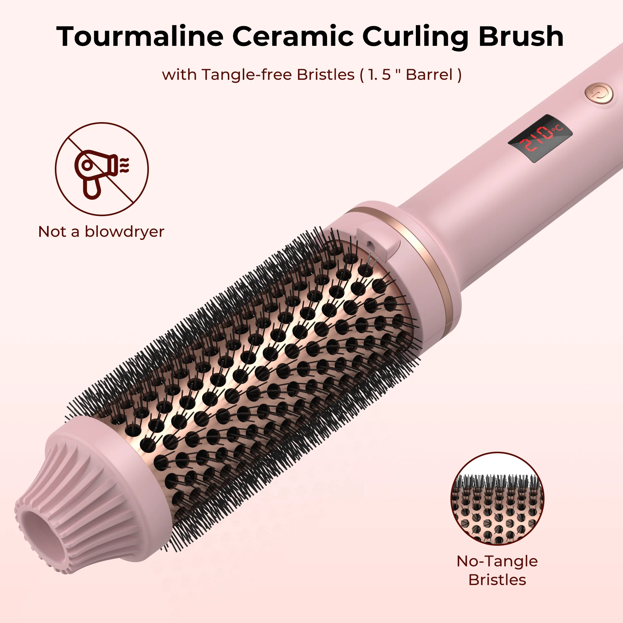 1.5 Inch Hair Curling Iron Brush Ceramic Thermal Brush Heated Round Brush Hair Electric Heating Brush Electric Hair 1.5 Inch Hair Curling Iron Brush Ceramic Thermal Brush Heated Round Brush Hair Electric Heating Brush Electric Hair