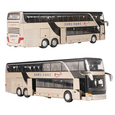 1:50 Bus Toy Car For Boy Diecast Metal Model For Children Pull Back Miniature Sound Light Educational Collection Gift