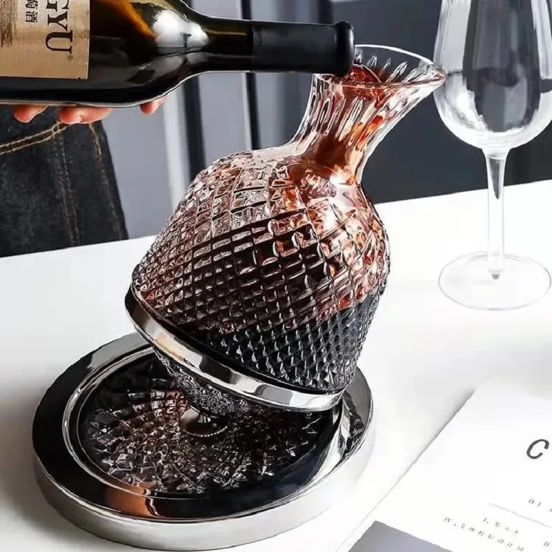 1500ml Creativity Crystal Glass Cup Rotation Tumbler Wine Aerator Decanter Glass Cup For Wine Glasses Mug Cup Creative
