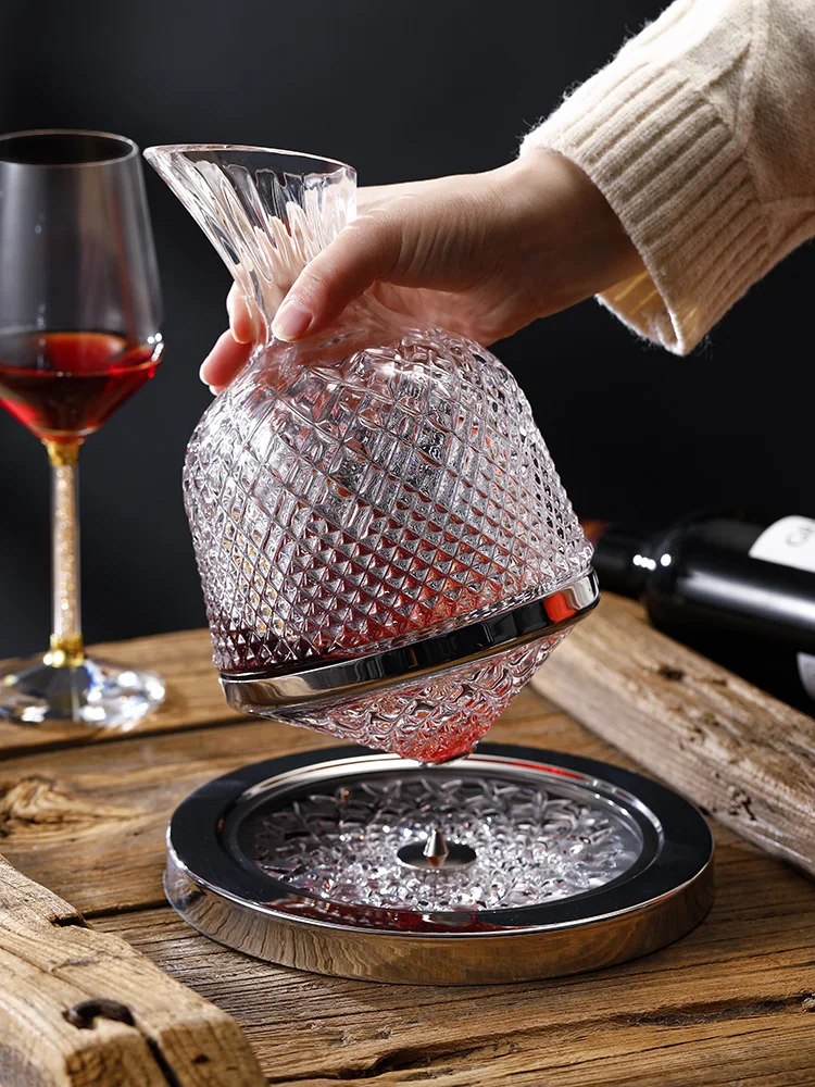 1500ml Creativity Crystal Glass Cup Rotation Tumbler Wine Aerator Decanter Glass Cup For Wine Glasses Mug Cup Creative