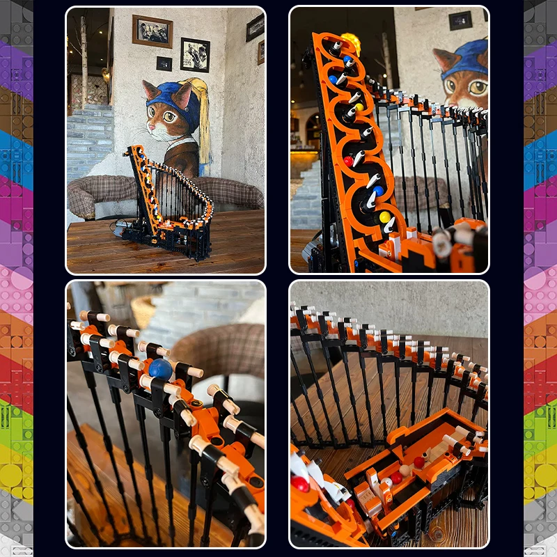 1500+pcs Technical Dribbling Device Building Blocks GBC Harp Track Model Ball Lift Mechanical Transmission Bricks Toys