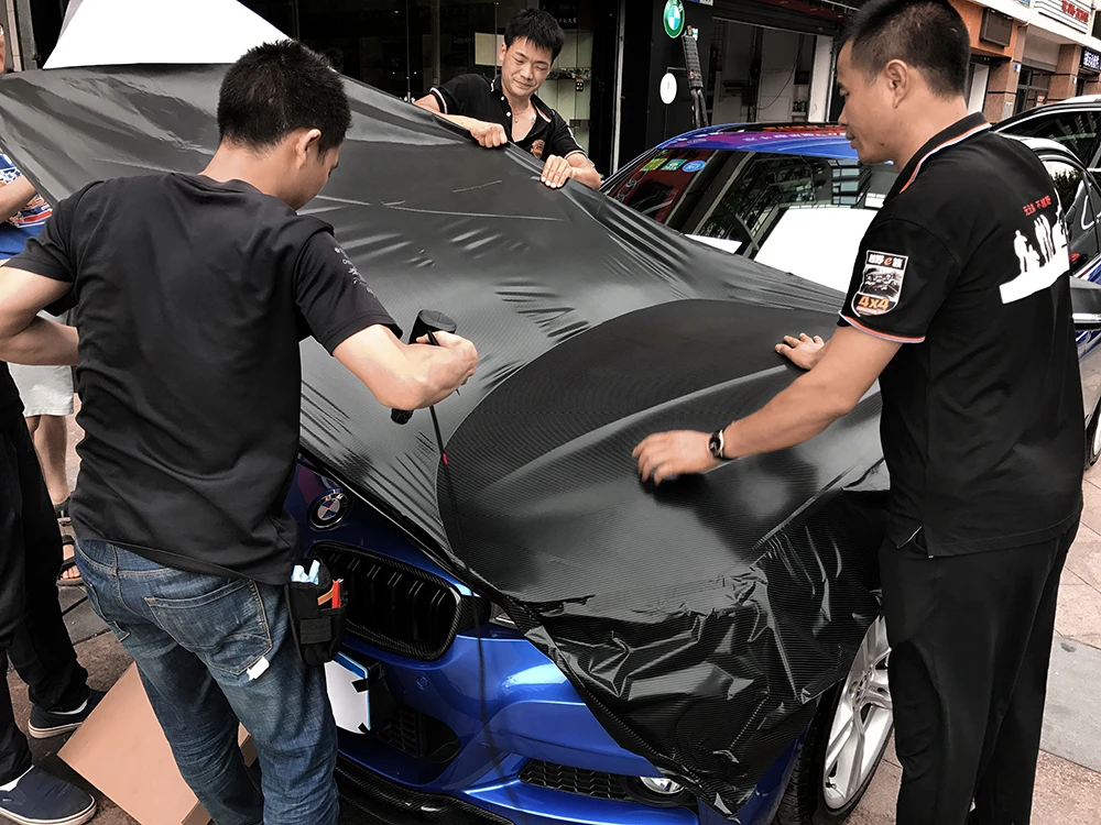 152cm*200cm 4D Carbon Fiber Vinyl Film Car Styling Wrapping Sheet Roll Film Automobiles DIY Car Hood Roof Stickers
