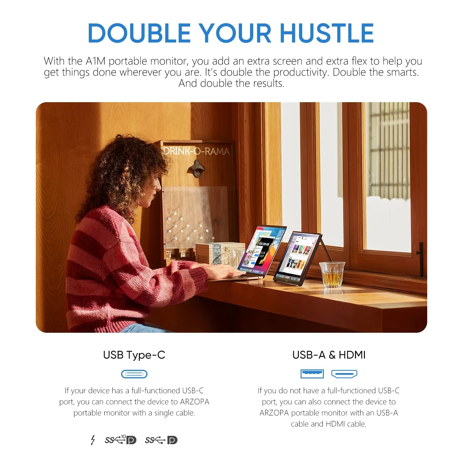 15.6 inch Portable Monitor FHD 1080P IPS USB-C Mini-HDMI External Second Screen for Mac Laptop PC Switch Xbox PS4/5 Xbox