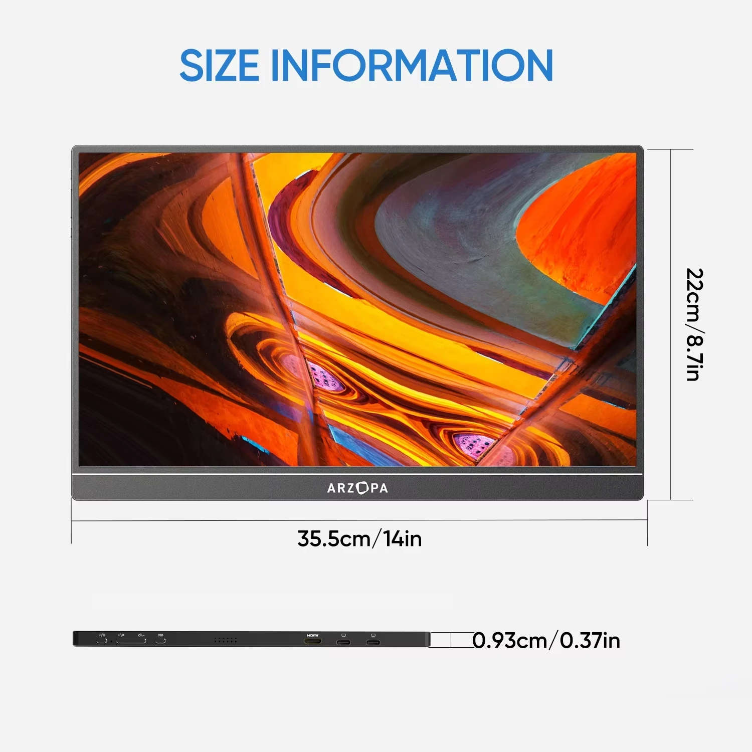 15.6 inch Portable Monitor FHD 1080P IPS USB-C Mini-HDMI External Second Screen for Mac Laptop PC Switch Xbox PS4/5 Xbox