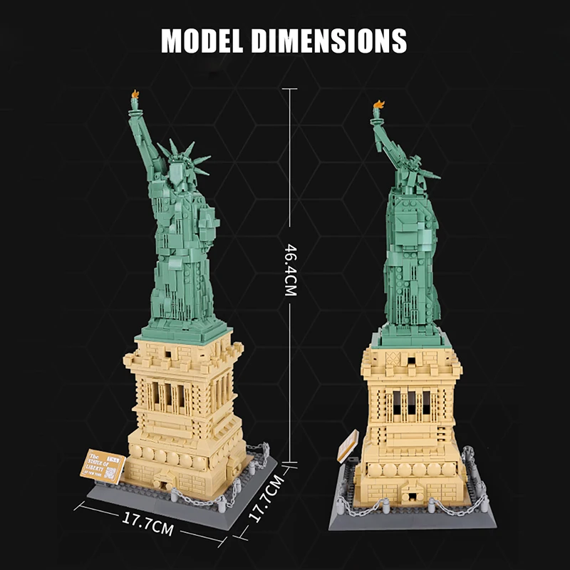 1577Pcs Bricks 1/ 1 World Architecture Liberty Statue Model Building Blocks/Plastic Toys For Kids Adult boys Gift