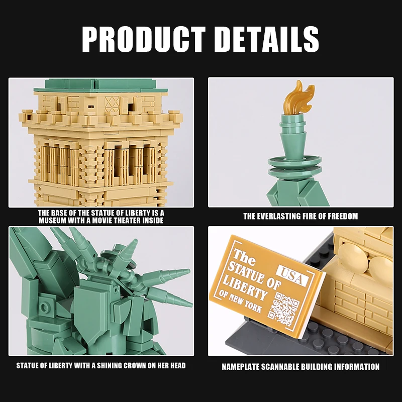 1577Pcs Bricks 1/ 1 World Architecture Liberty Statue Model Building Blocks/Plastic Toys For Kids Adult boys Gift