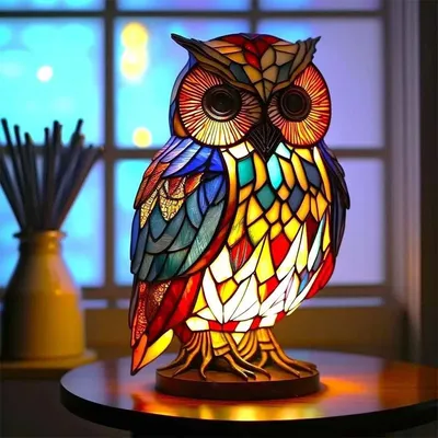 15cm Animal Resin Stained Glass Table Lamp Ornament Mermaid Sheep Owl Sea Turtle Lion Cat Whale Dragon Home Ornament 15cm Animal Resin Stained Glass Table Lamp Ornament Mermaid Sheep Owl Sea Turtle Lion Cat Whale Dragon Home Ornament