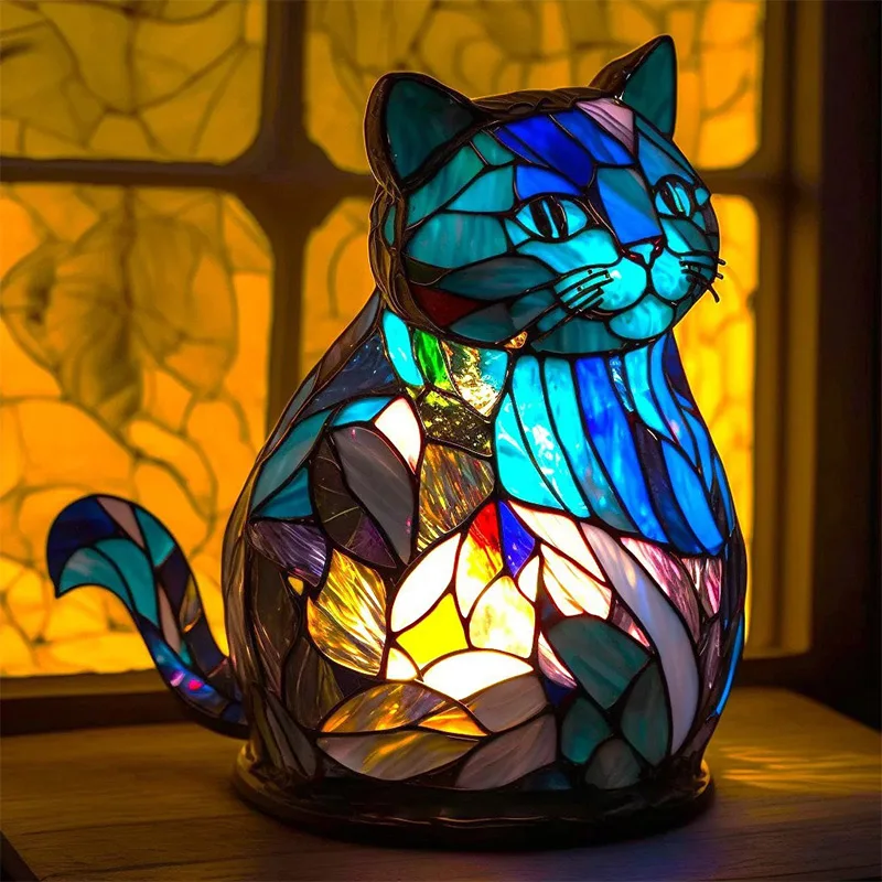 15cm Animal Resin Stained Glass Table Lamp Ornament Mermaid Sheep Owl Sea Turtle Lion Cat Whale Dragon Home Ornament 15cm Animal Resin Stained Glass Table Lamp Ornament Mermaid Sheep Owl Sea Turtle Lion Cat Whale Dragon Home Ornament