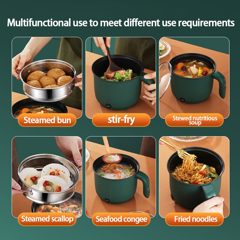 1.5L Capacity Mini Home Cooking Pot Multifunctional Rice Cooker Non Stick Pan Safety Material Potable Stockpot Utility