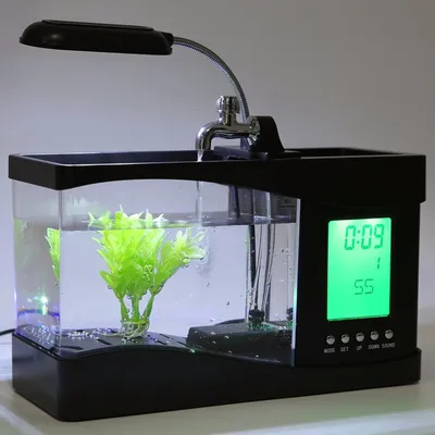 1.5L Mini USB Desktop Aquarium Fish Tank Clock 1.5L Mini USB Desktop Aquarium Fish Tank Clock
