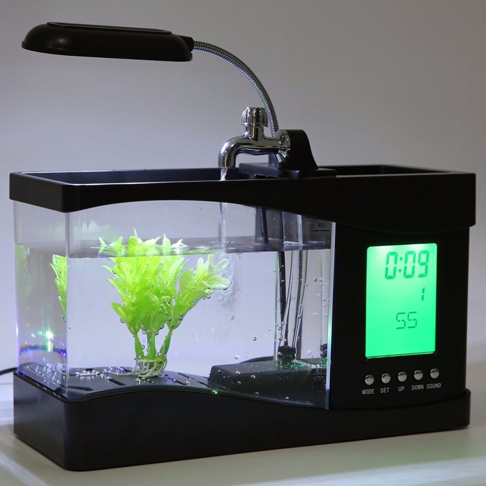 1.5L Mini USB Desktop Aquarium Fish Tank Clock 1.5L Mini USB Desktop Aquarium Fish Tank Clock