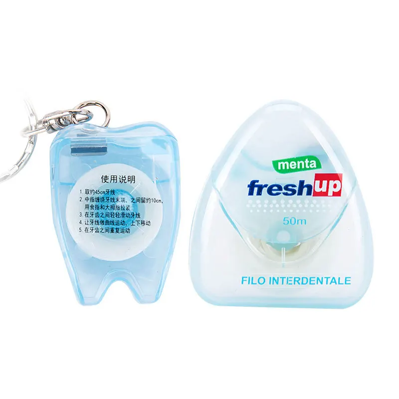 15M Dental Floss Portable Floss Flat Line Tooth Keychain Tooth Shape Floss Cleaning Oral Care Tool Oral Hygiene Health