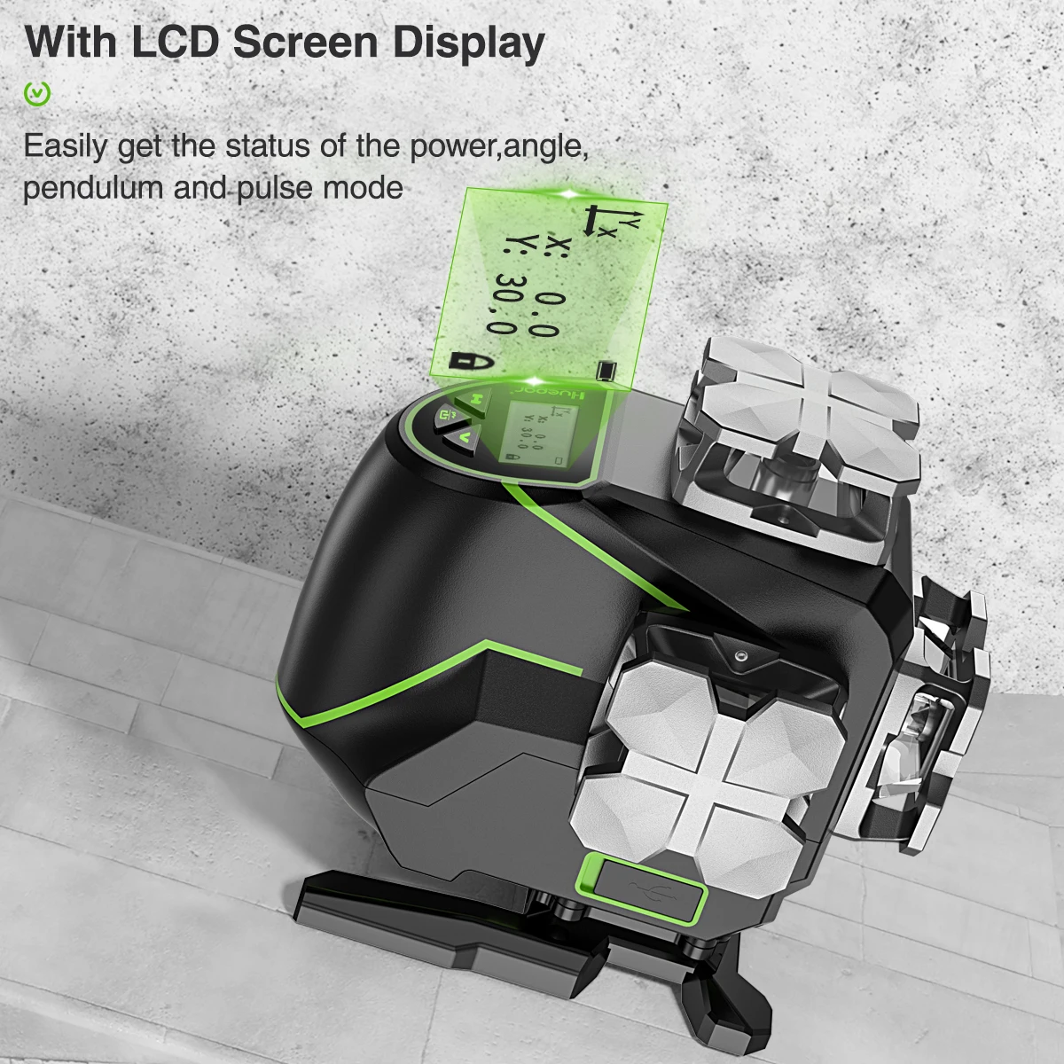 16 lines 4D Cross Line Laser Level Bluetooth Self-Leveling Remote Control Functions LCD Display Pulse Mode Green Beam 16 lines 4D Cross Line Laser Level Bluetooth Self-Leveling Remote Control Functions LCD Display Pulse Mode Green Beam