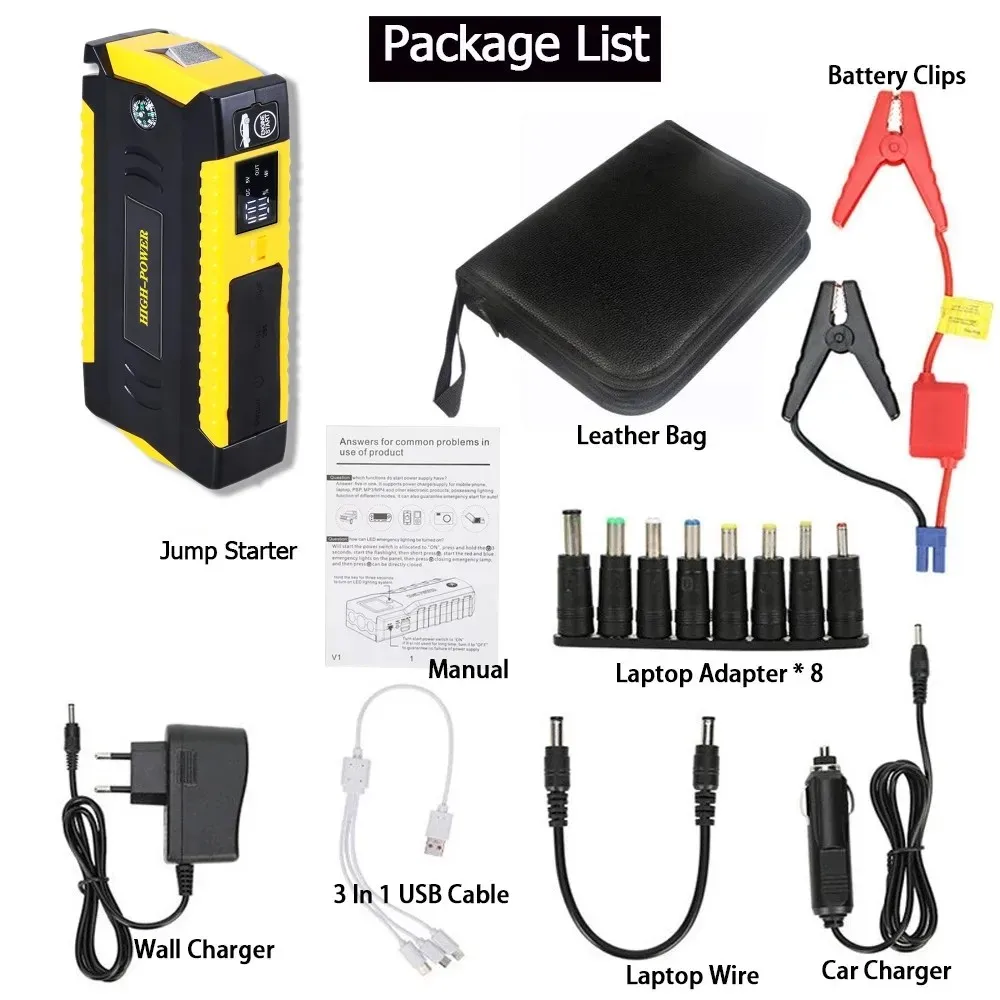 16000mAh Car Jump Starter Power Bank Car Battery Booster Charger 12V Starting Device Petrol Diesel Car Starter Buster