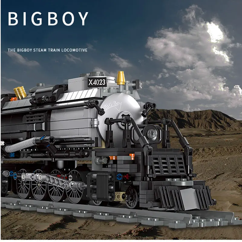 1608PCS Classic Technical Train Buildings Blocks Big Boy Steam Locomotive Railway Tracks Sets DIY Kids Toys For