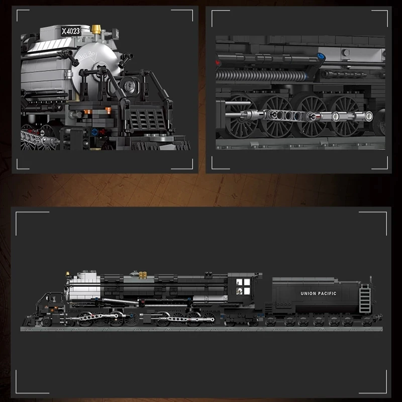 1608PCS Classic Technical Train Buildings Blocks Big Boy Steam Locomotive Railway Tracks Sets DIY Kids Toys For
