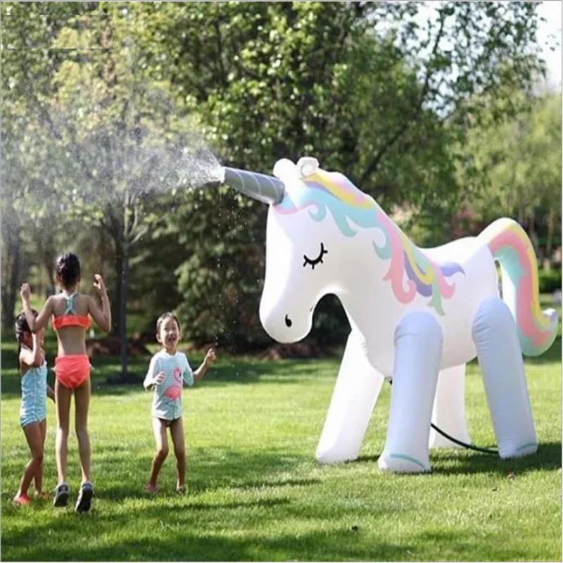160cm Giant Inflatable Unicorn Water Spray Pool Toys Swimming Float Outdoor Fountain Beach Party Kids Summer Toys